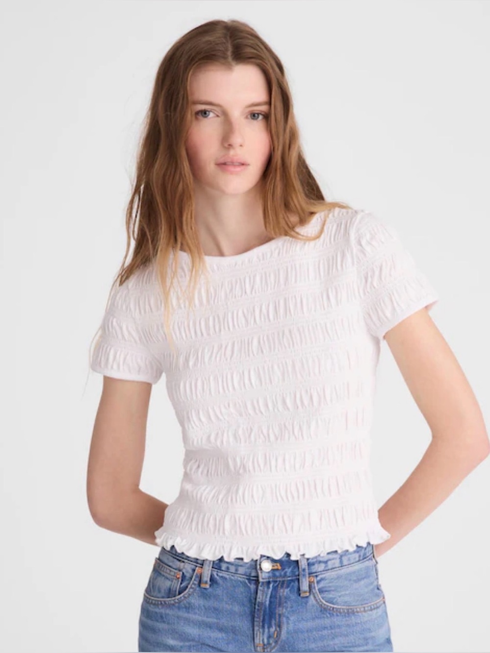 Madewell M Smocked Short-Sleeve Top NZ388 $60